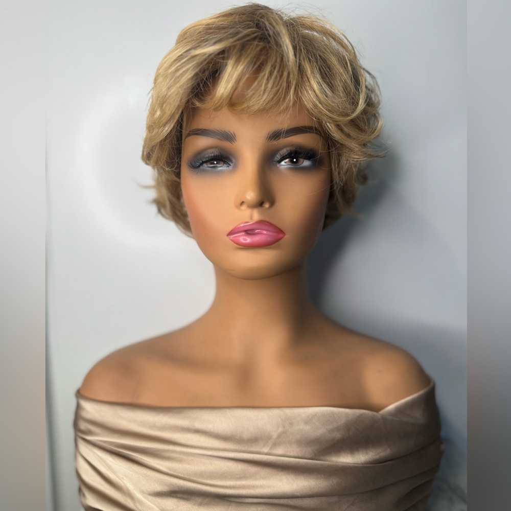 Tony of Beverly Short Layered Wig Blonde Highlighted Modacrylic  Wig